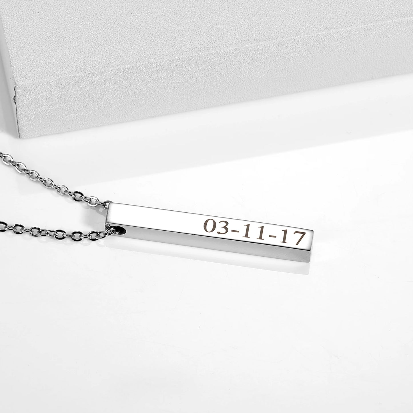 Bar Necklace Name Engraved