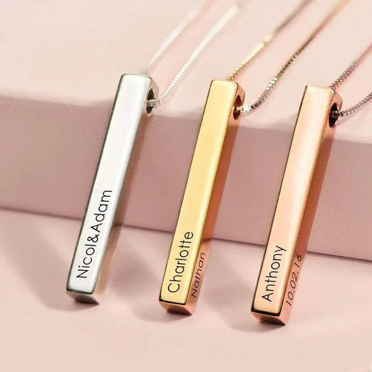 Bar Necklace Name Engraved