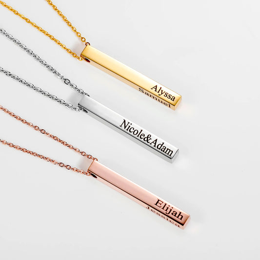 Bar Necklace Name Engraved