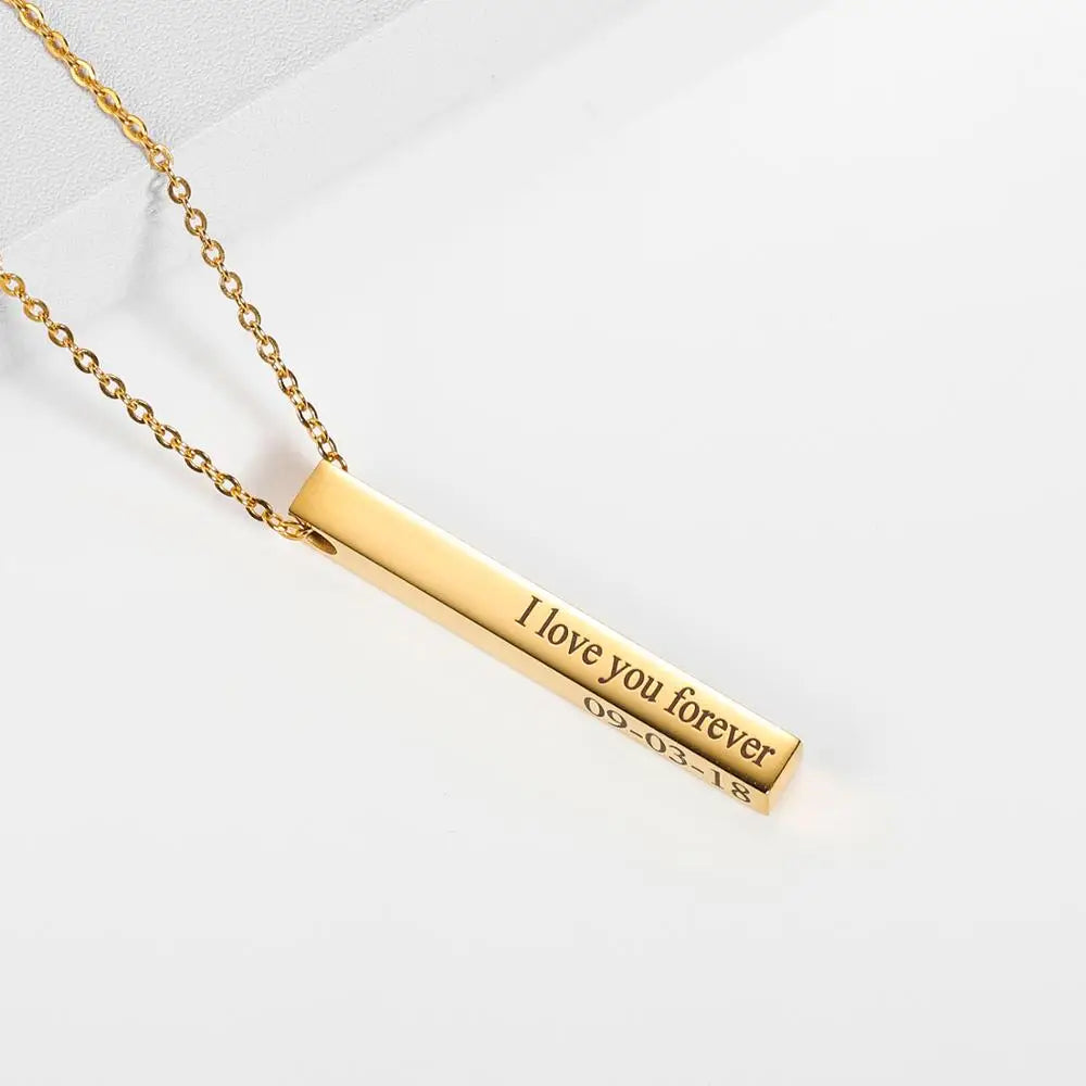 Bar Necklace Name Engraved